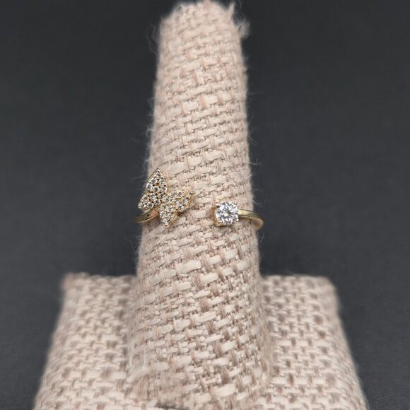 Jewelry - Size 8.25 Gold Over Sterling Silver Butterfly Cubic Zirconia Ring A7156